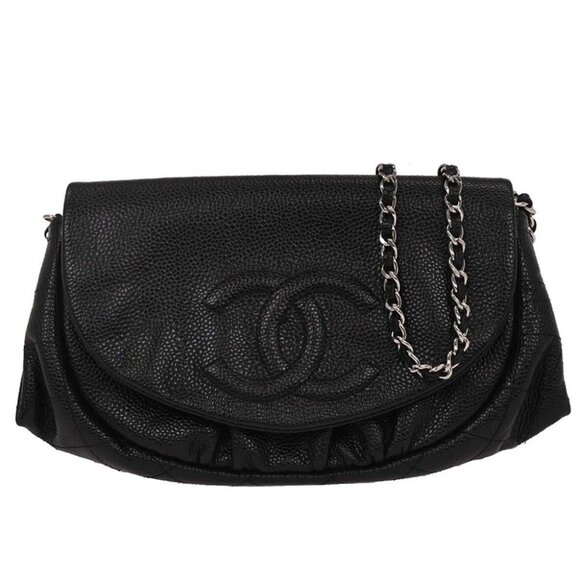 Chanel Black Calfskin Half-Moon WOC Wallet On Chain - Picture 1 of 10